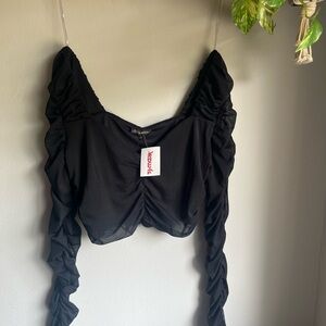 Black Ruched Women's Top NWT